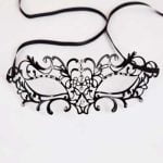 Metal Laser Cut Eye Mask - Black Diamantes hand made in gloss black
