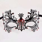 Metal Laser Cut Eye Mask - Black Diamantes Gloss Black Metal