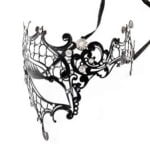 Metal Laser Cut Eye Mask - Black Diamontes