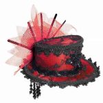 Mini Lace Hat Hair Clips - Red