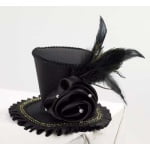 Mini Top Hat With Rose - Black