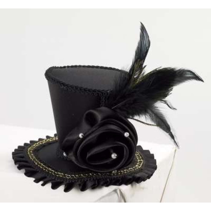 Mini Top Hat With Rose Black 71134