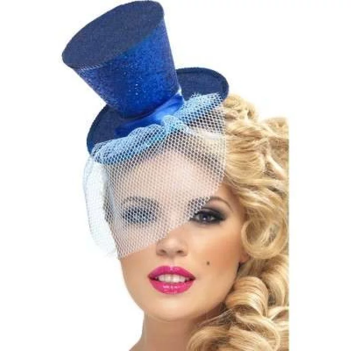 Mini Top Hat on Headband Blue 20773