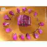 Mother of Pearl Shell Necklace and Bracelet - Magenta