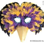 Multicolor Venice Feather Mask - Yellow and purple