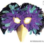 Multicolor Venice Feather Mask - Purple green and black.