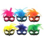 Neon Eyemasks With Feathers Assorted