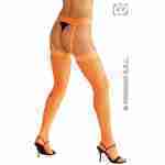Neon Lace Top Fishnet Thigh Highs with Lace Garter Belt