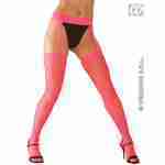 Neon Lace Top Fishnet Thigh Highs with Lace Garter Belt