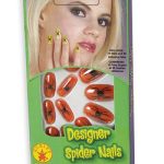 Orange Spider Print Nails