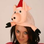 Pig Head Hat with Santa Hat