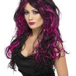 Pink & Black Streaked Wig