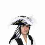 Pirate Captains Hat - Black w/ Feather Trim