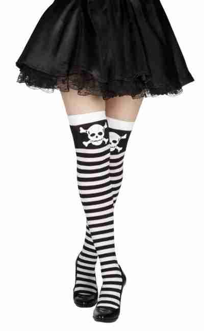 Pirate-Stockings-Skull-and-Crossbones-87840.jpg Pirate Stockings - Skull and Crossbones - Image 1