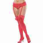Plus Size Thigh High Stockings - Red w/ Garters