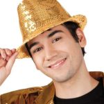 Popstar Hat w/Gold Sequins