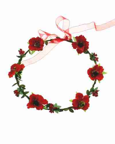 Red-Sunflower-Hair-Garland-ZHG15012RED.jpg Red Sunflower Hair Garland - Image 1