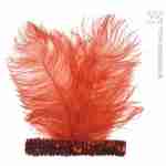 Sequin Headband - Red w/ 2 Feathers