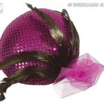 Sequin Trimmed Chicago Felt Hats with Feathers - Pink