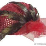 Sequin Trimmed Chicago Felt Hats with Feathers - Red