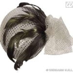 Sequin Trimmed Chicago Felt Hats with Feathers - Silver
