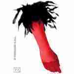 Spandex Satin Gloves with Feathers - Red/Black