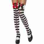 Stockings - Black/White Striped w/ Bow