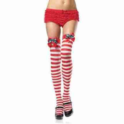 Stockings RedWhite Striped6608