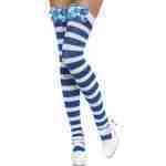 Stockings- Thigh High Blue & White Striped w/ Bow