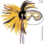 Superdeluxe eyemasks with feathers - Yellow, black and gold