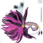 Superdeluxe eyemasks with feathers - Black and pink