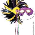Superdeluxe eyemasks with feathers - Black, yellow and purple