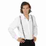 Suspenders- Silver Sequin