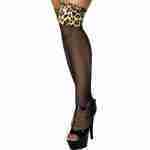 Thigh High Fishnet Stockings - Leopard