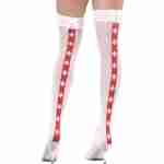 Thigh High Nurse Stockings - White/Red