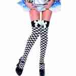 Thigh High Stockings - Black/White Chequered