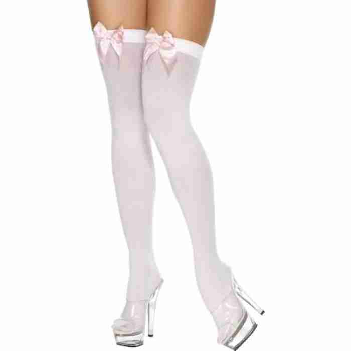 Thigh high white stockings with pink bows 30746