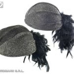 Trimmed Felt Lilly Hats with Feathers - Silver
