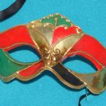 Venetian Eye Mask - Red, Gold and Green