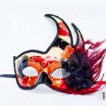 Venetian Eye Mask - White, Red, Black