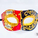 Venetian Eye Mask - Black Red Gold