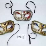 Venetian Eye Mask - Red White And Gold Blue