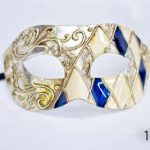 Venetian Eye Mask - White Blue Gold