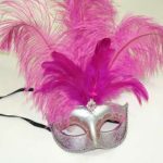 Venetian Mask w/ Feathers - Magenta