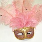 Venetian Mask w/ Feathers - Pink