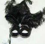 Venetian Mask w/ Stick - Black