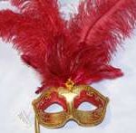 Venetian Mask w/ Stick - Red
