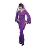 Violet Vamp Costume Ladies Vampiress Purple Morticia Addams Fancy Dress