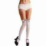White Thigh Highs w/ Black & White Gingham Bow