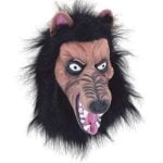 Wolf + Black Hair Overhead Mask